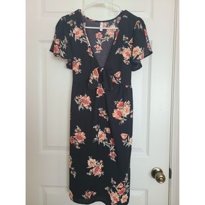 Floral V-Neck Dress with Bow
